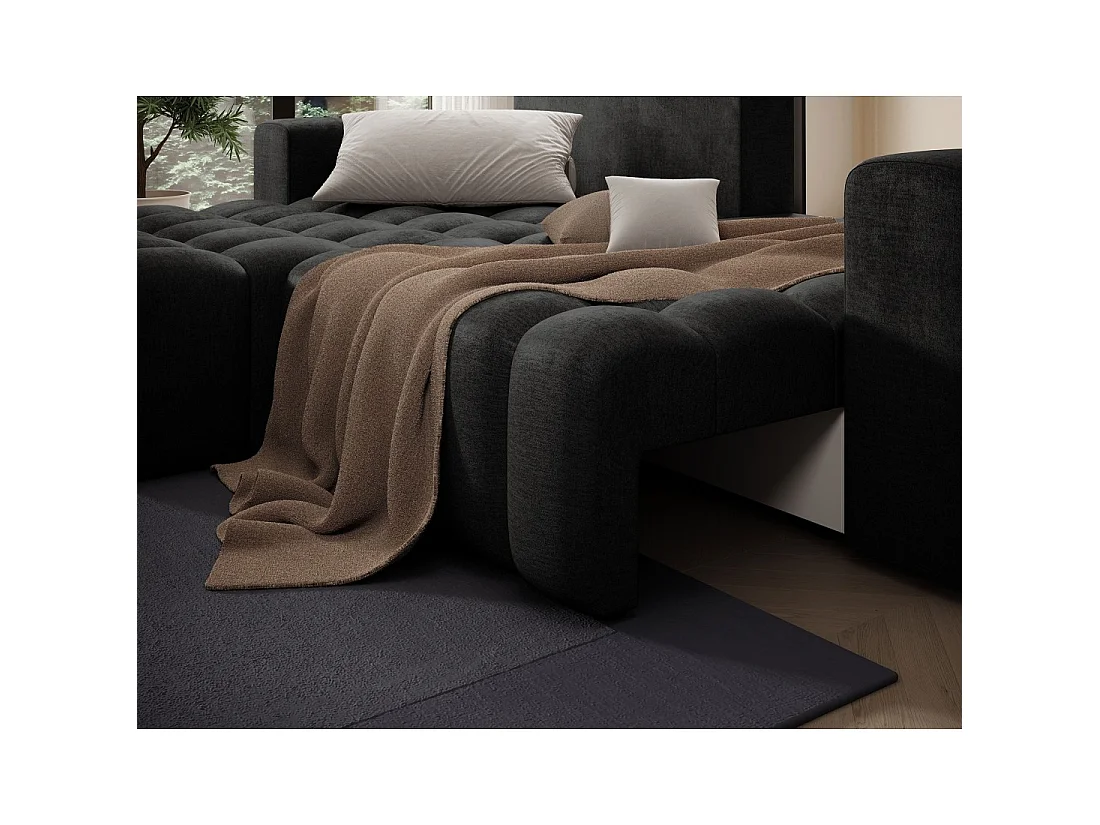 Canapé d'angle convertible DORY gris foncé 250 cm avec coffre de rangement angle gauche