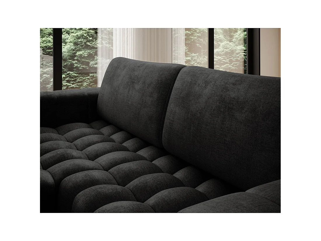 Canapé d'angle convertible DORY gris foncé 250 cm avec coffre de rangement angle gauche