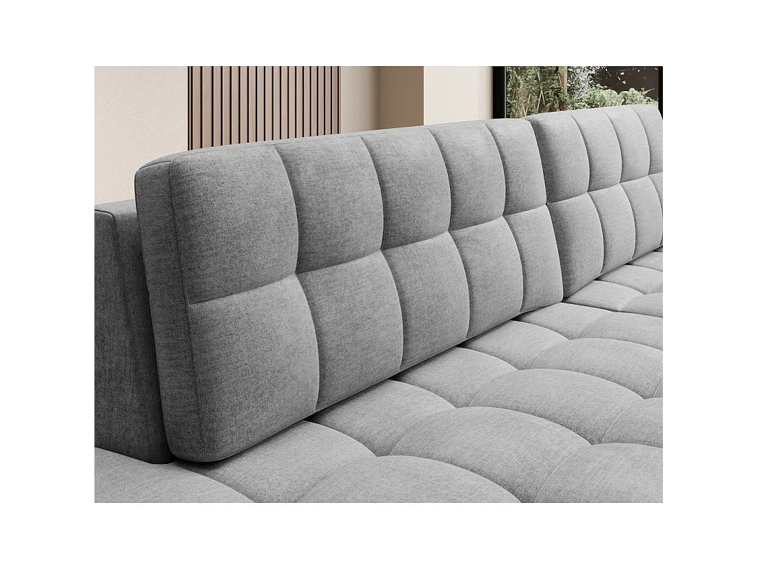 Canapé d'angle convertible CUBITO gris 240 cm avec coffre et couchage