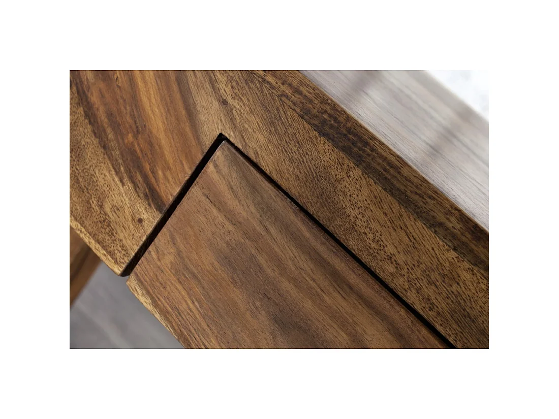 Escritorio recto ORBO 100 cm en madera maciza de Sheesham barnizada con cajón - Marrón natural