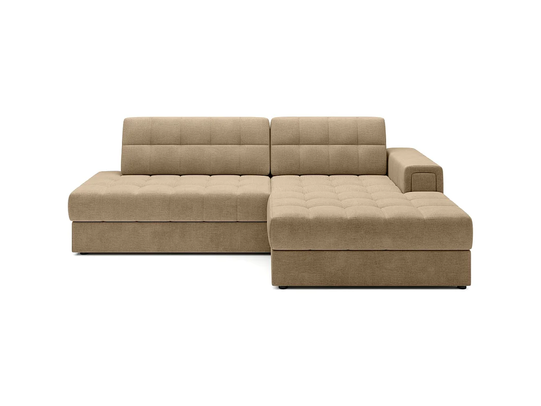 Canapé d'angle convertible CUBITO beige 240 cm avec coffre et couchage