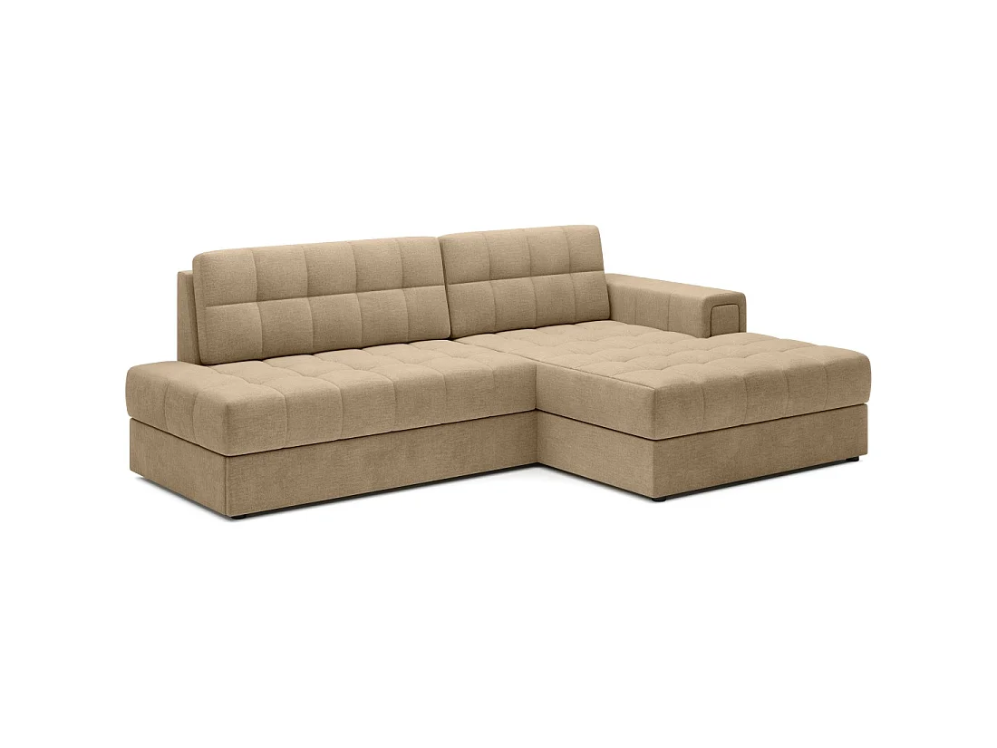 Canapé d'angle convertible CUBITO beige 240 cm avec coffre et couchage
