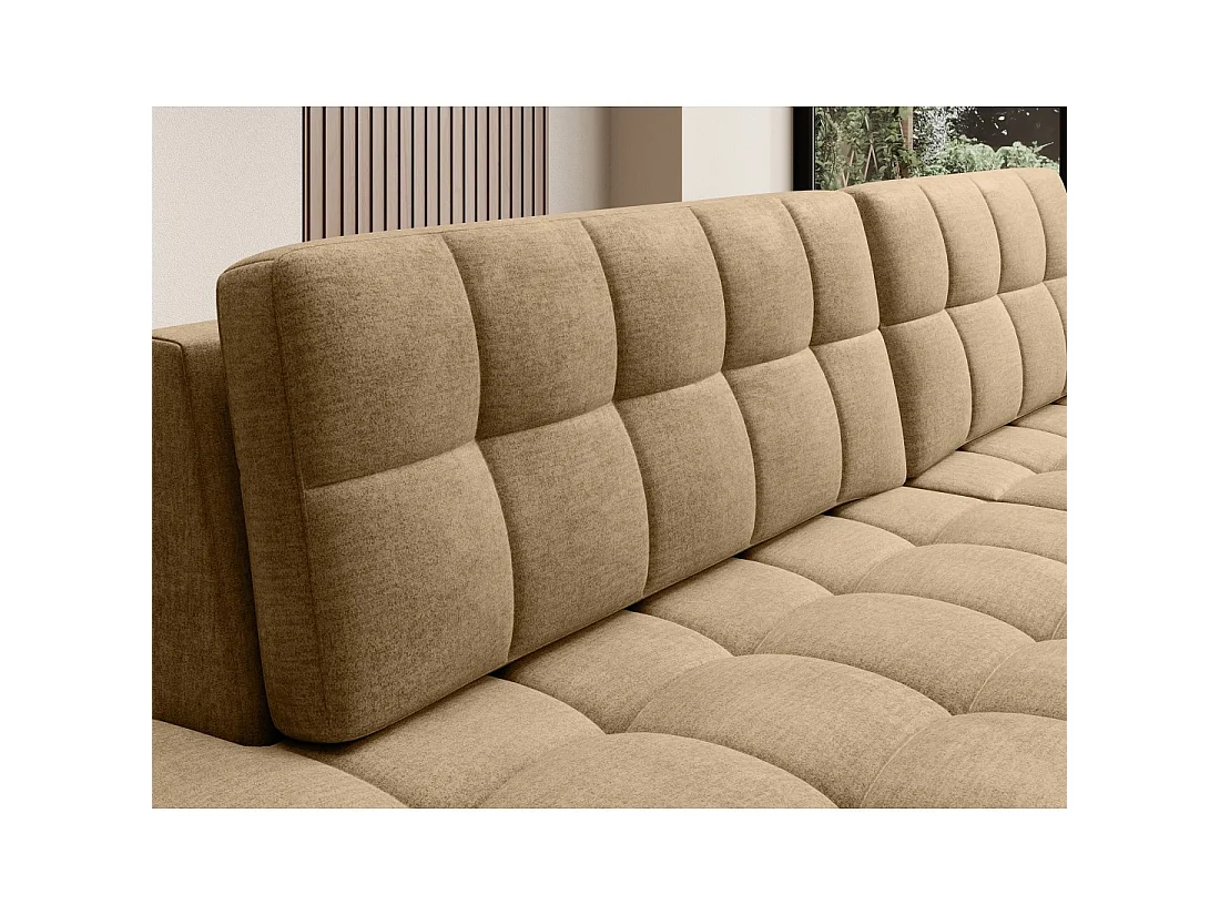 Canapé d'angle convertible CUBITO beige 240 cm avec coffre et couchage