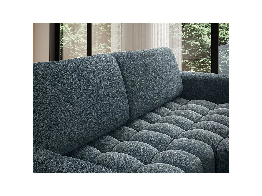 Canapé d'angle convertible DORY bleu nuit 250 cm avec coffre de rangement angle droit