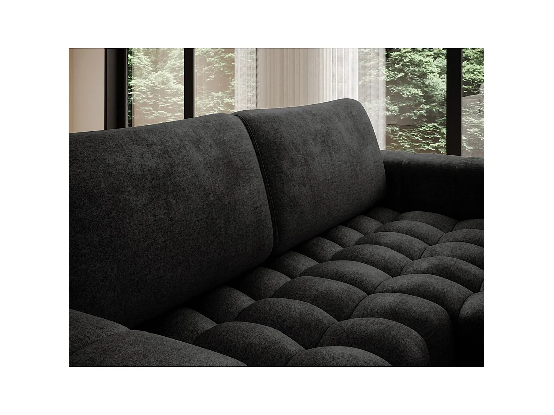 Canapé d'angle convertible DORY gris foncé 250 cm avec coffre de rangement angle droit