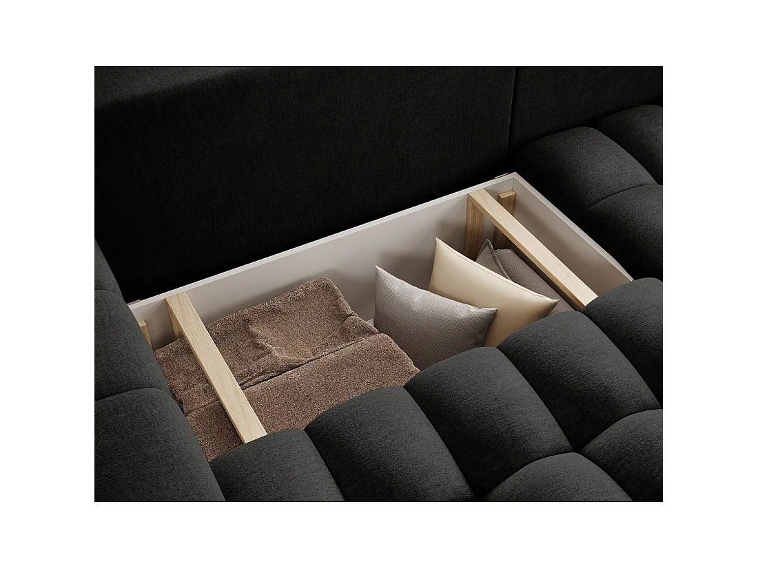 Canapé d'angle convertible DORY gris foncé 250 cm avec coffre de rangement angle droit