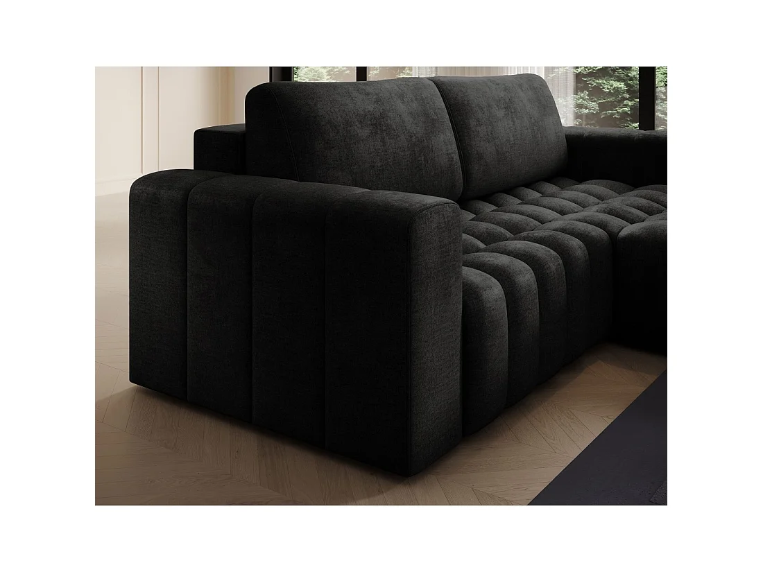 Canapé d'angle convertible DORY gris foncé 250 cm avec coffre de rangement angle droit