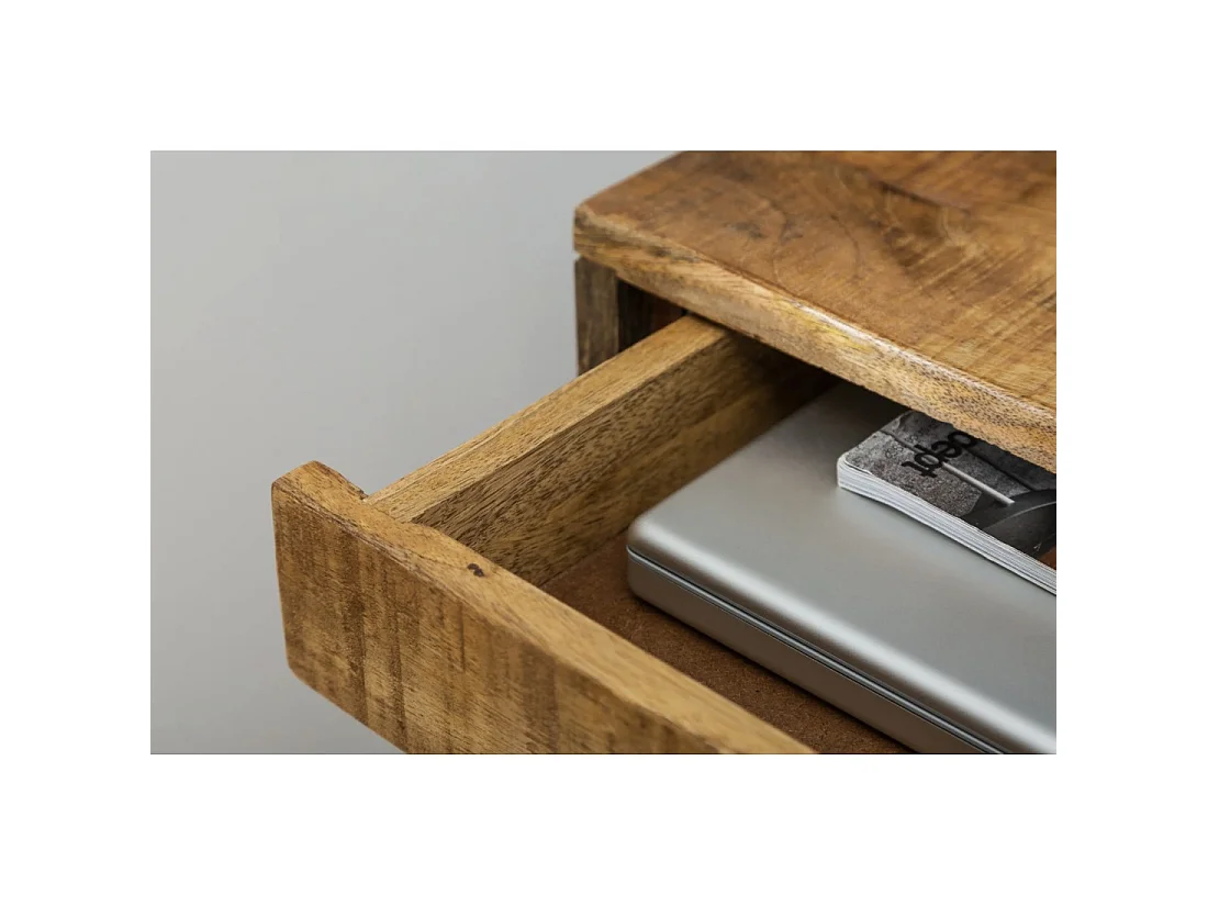 Bureau recht SCANOVA 120 cm in massief gelakt mangohout met lade en nis - Scandinavische stijl