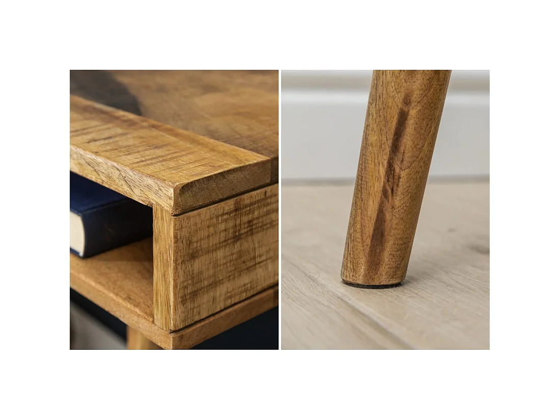 Bureau recht SCANOVA 120 cm in massief gelakt mangohout met lade en nis - Scandinavische stijl