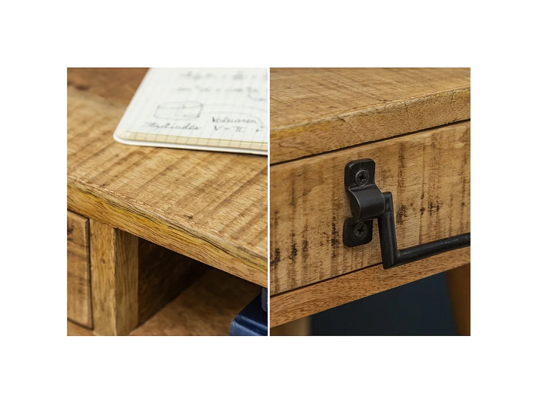 Bureau recht SCANOVA 120 cm in massief gelakt mangohout met lade en nis - Scandinavische stijl