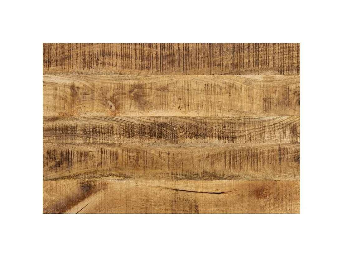 Escritorio industrial SILVA de 100 cm en madera maciza de mango con nicho y patas de aguja en metal negro