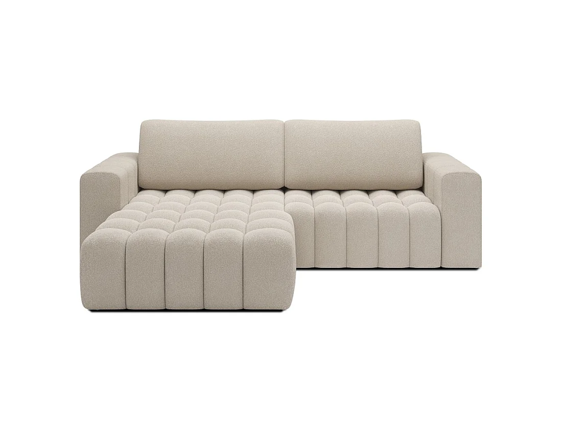 Canapé d'angle convertible DORY beige 250 cm avec coffre de rangement angle droit