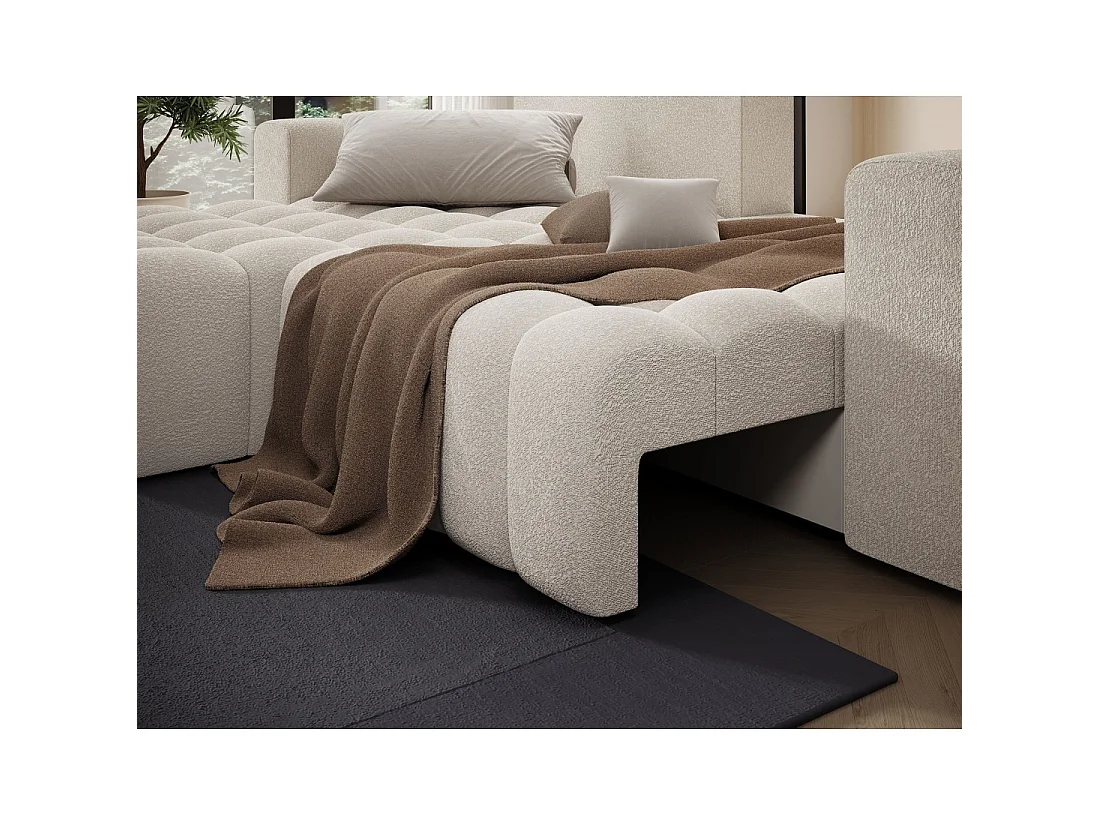Canapé d'angle convertible DORY beige 250 cm avec coffre de rangement angle droit