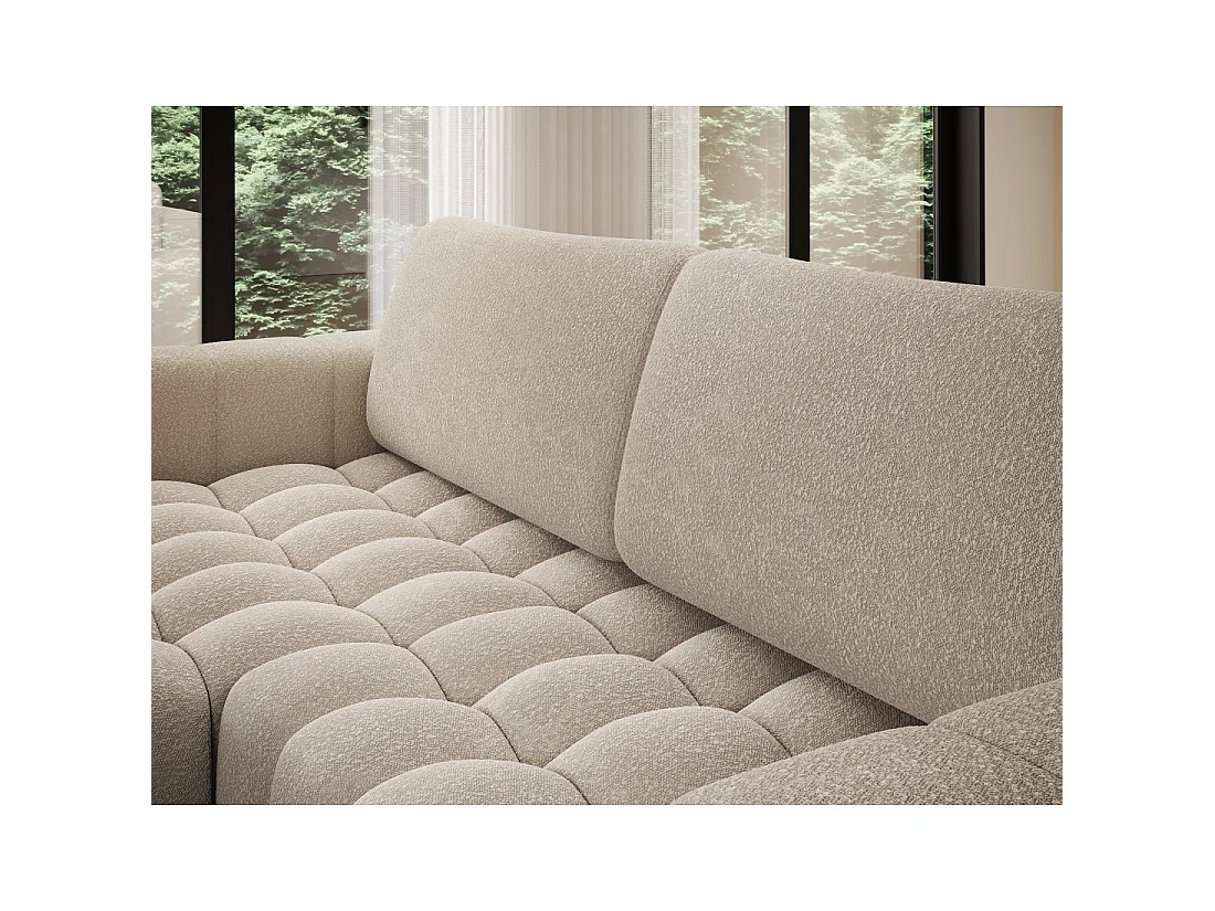 Canapé d'angle convertible DORY beige 250 cm avec coffre de rangement angle droit