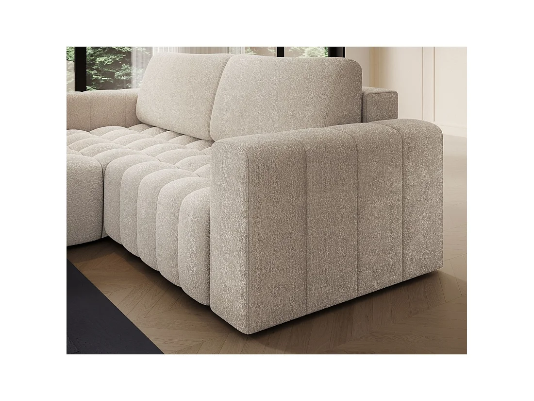 Canapé d'angle convertible DORY beige 250 cm avec coffre de rangement angle droit