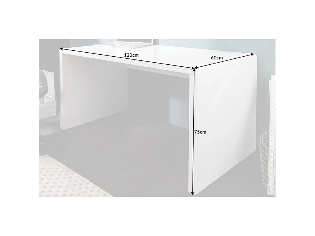 Bureau recht SVEA 120 cm glanzend wit – Strak en modern design