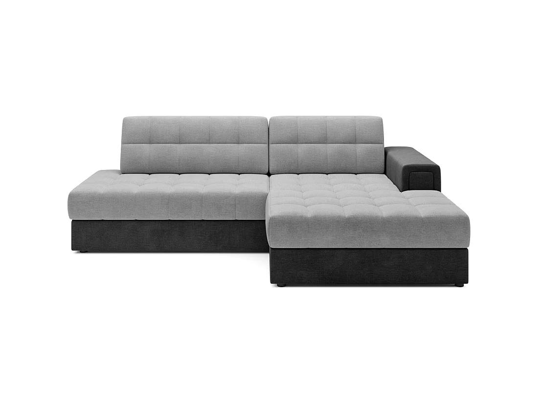 Canapé d'angle convertible CUBITO gris et noir 240 cm avec coffre et couchage