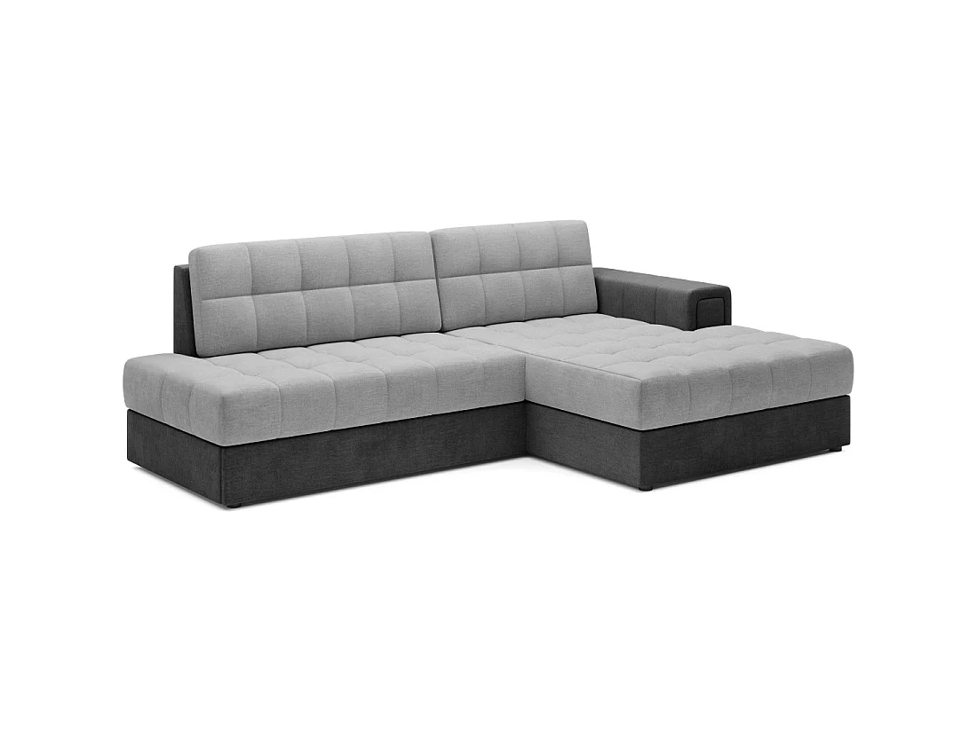 Canapé d'angle convertible CUBITO gris et noir 240 cm avec coffre et couchage