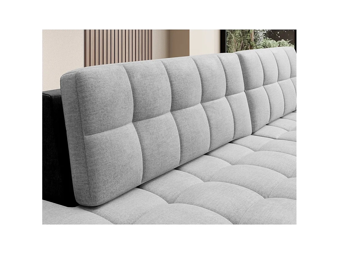 Canapé d'angle convertible CUBITO gris et noir 240 cm avec coffre et couchage