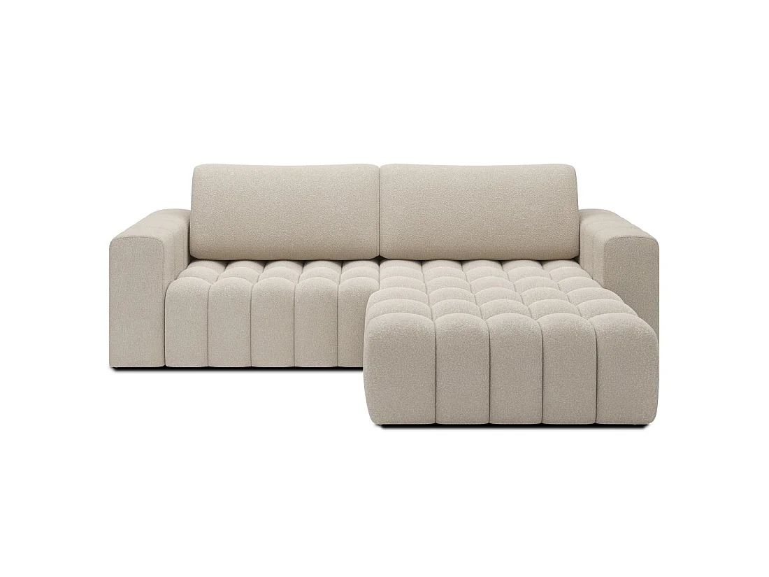 Canapé d'angle convertible DORY crème 250 cm avec coffre de rangement angle droit