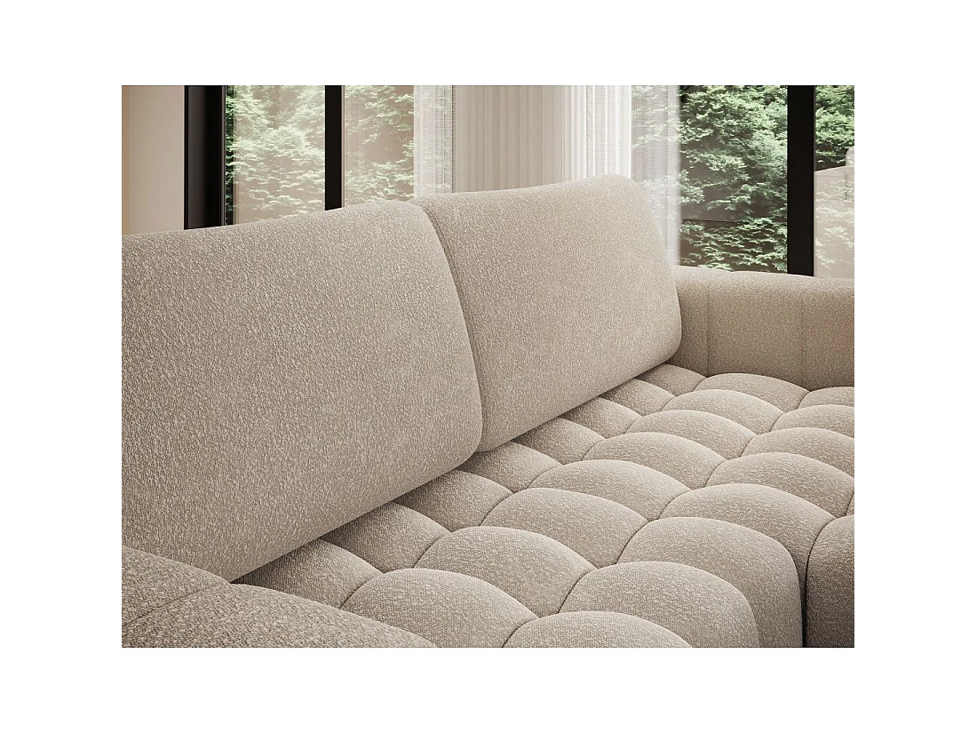 Canapé d'angle convertible DORY crème 250 cm avec coffre de rangement angle droit