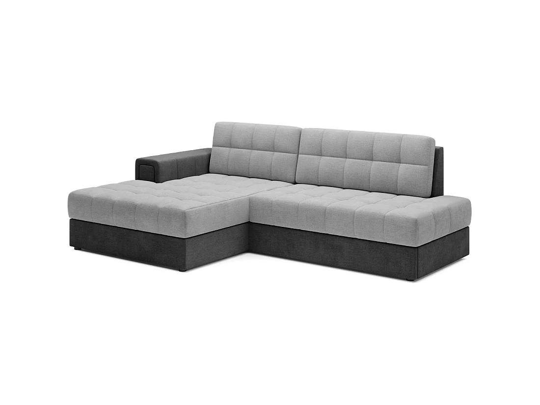 Canapé d'angle convertible CUBITO gris et noir 240 cm avec coffre de rangement