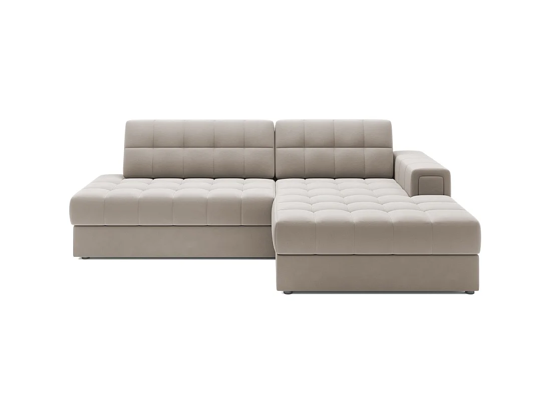 Canapé d'angle convertible CUBITO beige 240 cm avec coffre et couchage