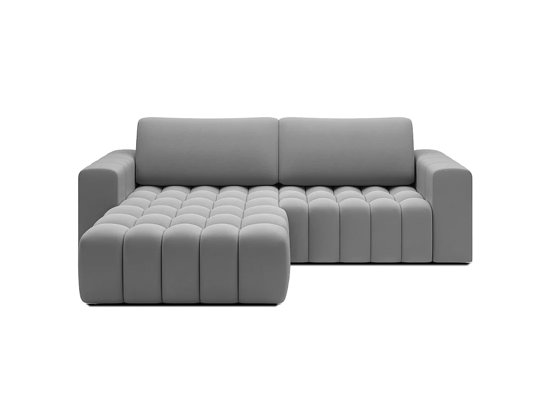 Canapé d'angle convertible DORY gris 250 cm avec coffre de rangement angle gauche