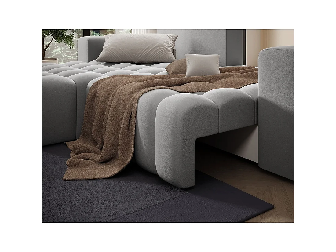 Canapé d'angle convertible DORY gris 250 cm avec coffre de rangement angle gauche