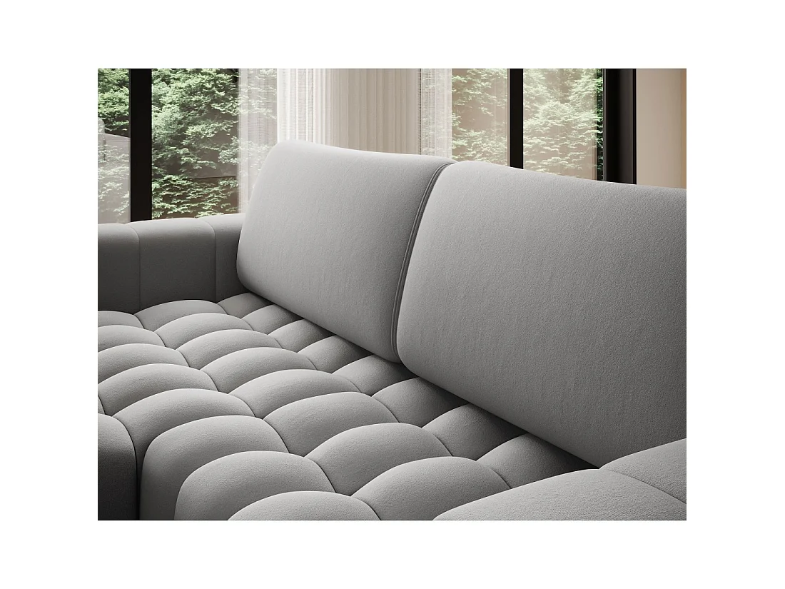 Canapé d'angle convertible DORY gris 250 cm avec coffre de rangement angle gauche