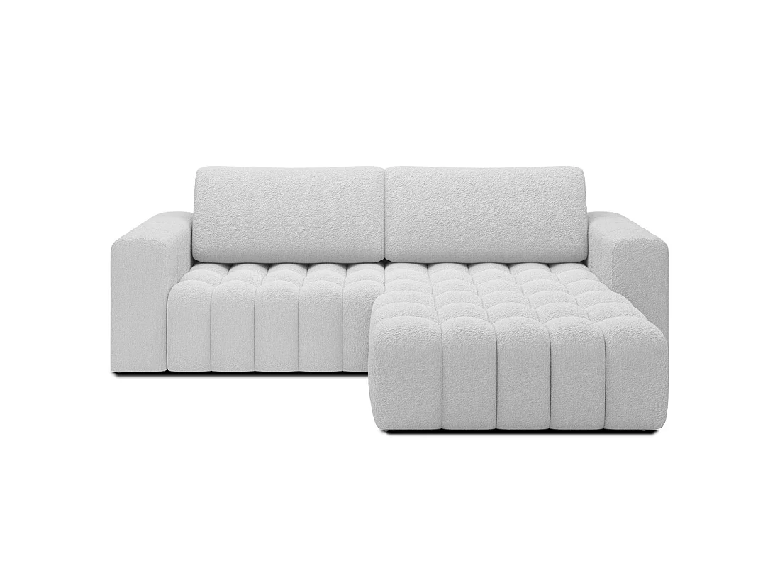 Canapé d'angle convertible DORY blanc 250 cm avec coffre de rangement angle droit
