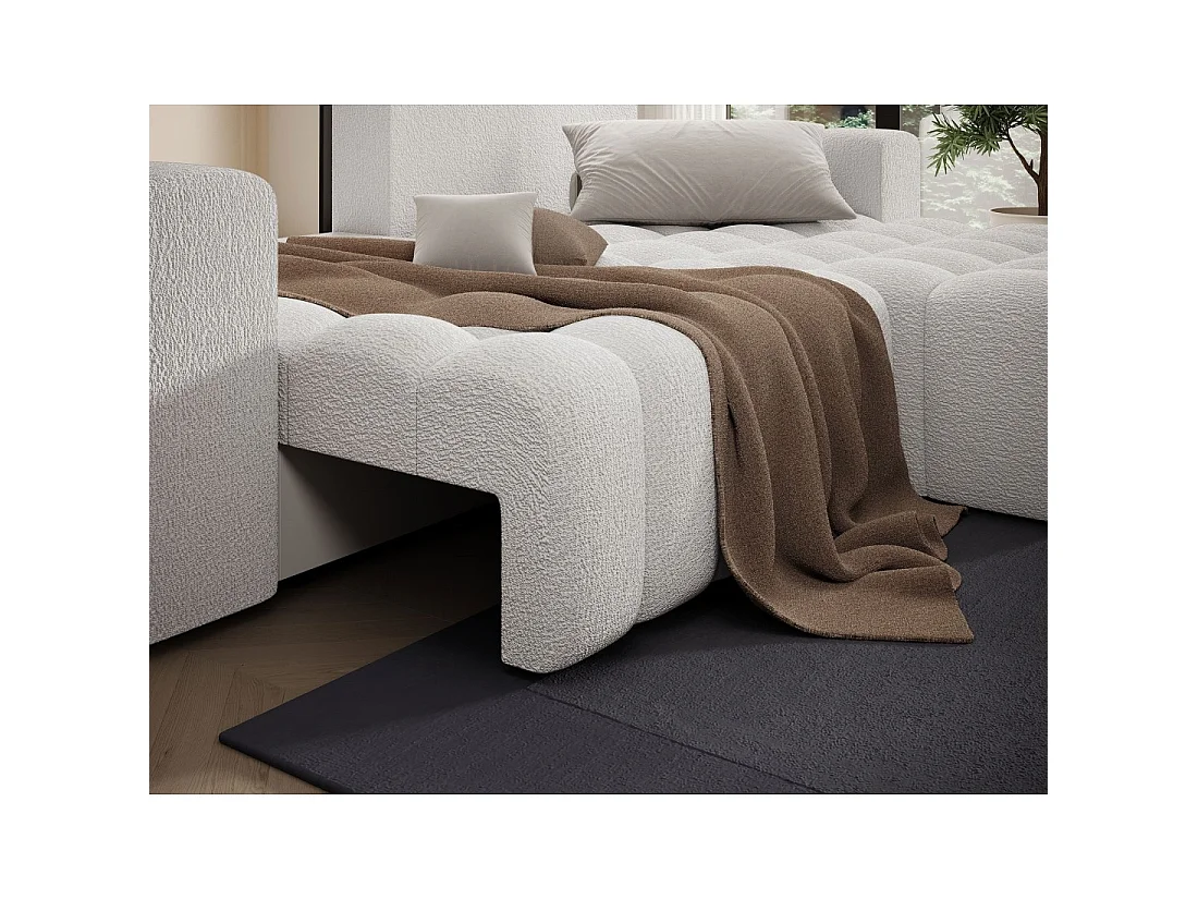 Canapé d'angle convertible DORY blanc 250 cm avec coffre de rangement angle droit
