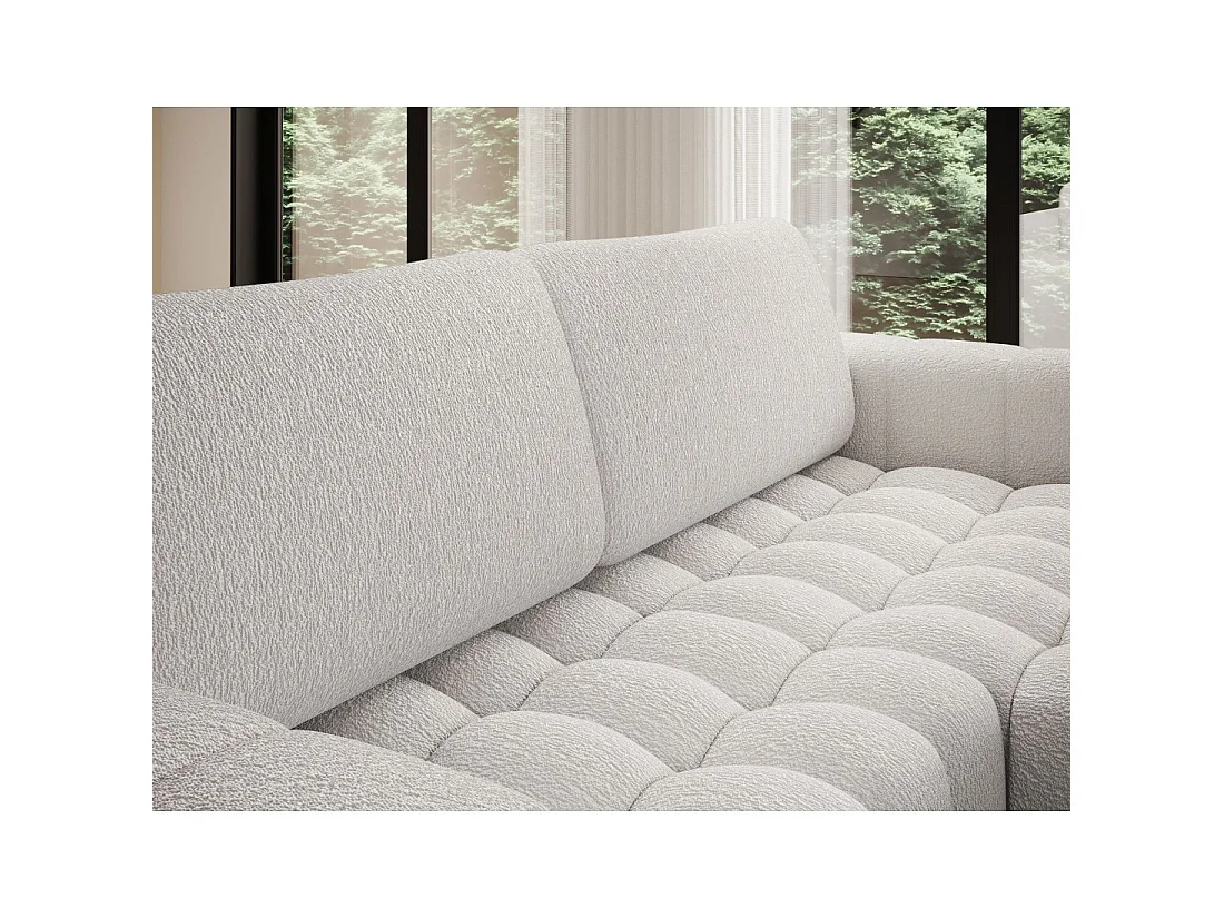 Canapé d'angle convertible DORY blanc 250 cm avec coffre de rangement angle droit
