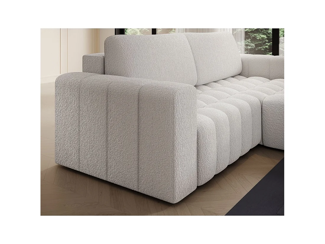 Canapé d'angle convertible DORY blanc 250 cm avec coffre de rangement angle droit