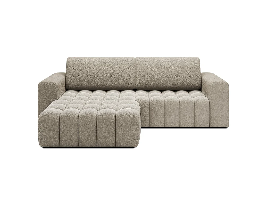 Canapé d'angle convertible DORY beige foncé 250 cm avec coffre de rangement angle droit