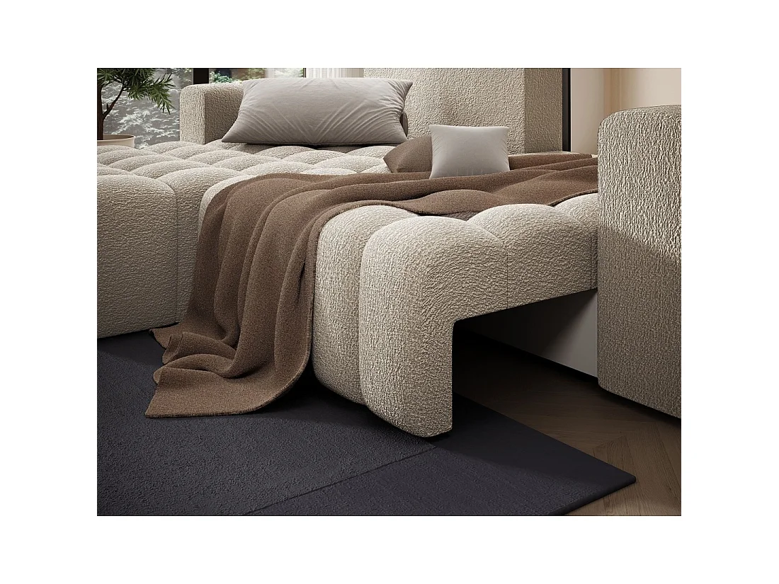 Canapé d'angle convertible DORY beige foncé 250 cm avec coffre de rangement angle droit