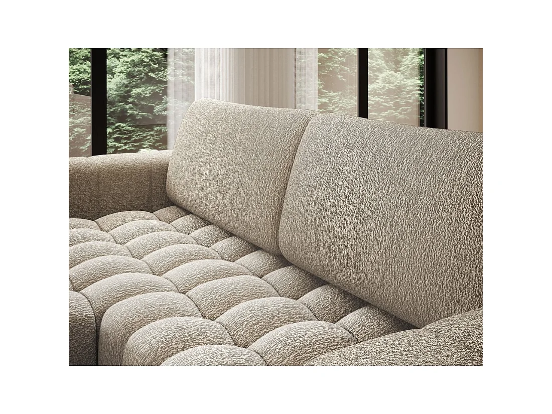 Canapé d'angle convertible DORY beige foncé 250 cm avec coffre de rangement angle droit