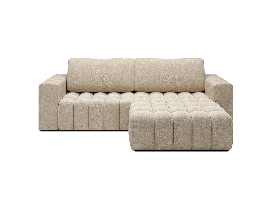 Canapé d'angle convertible DORY beige 250 cm avec coffre de rangement angle droit