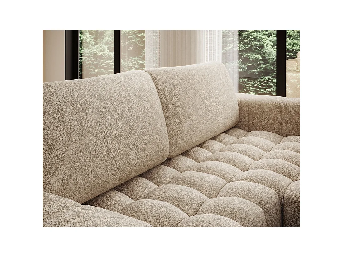 Canapé d'angle convertible DORY beige 250 cm avec coffre de rangement angle droit
