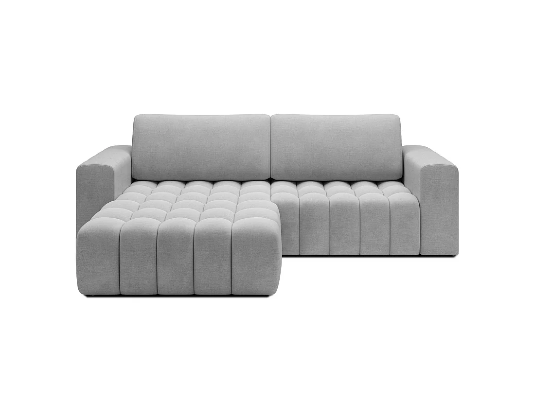 Canapé d'angle convertible DORY gris 250 cm avec coffre de rangement angle gauche