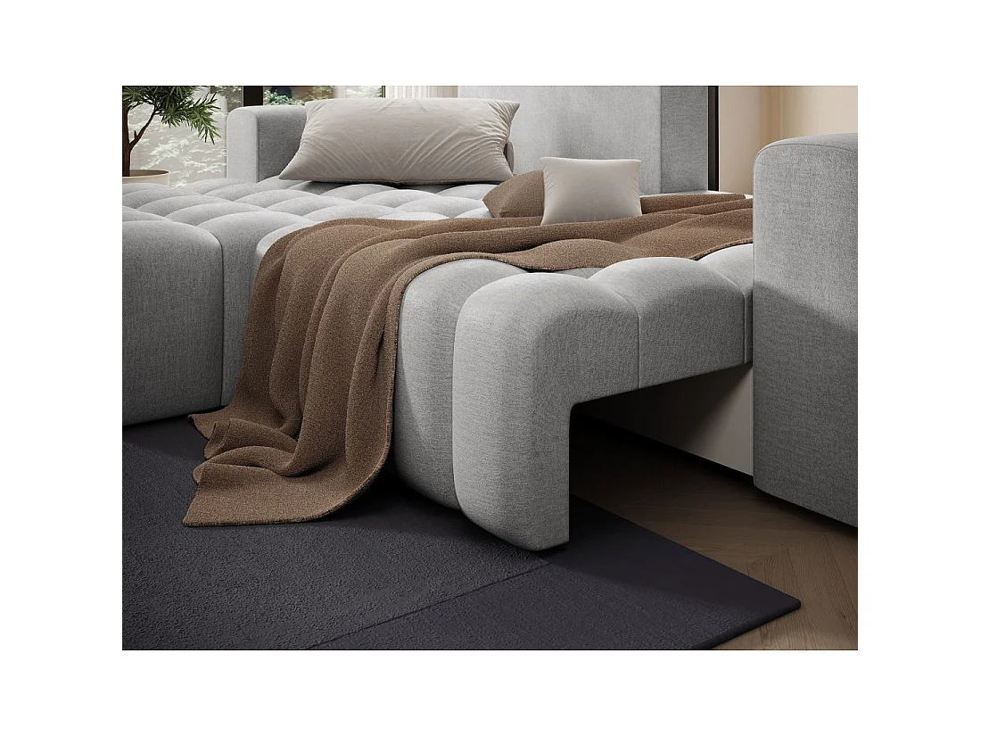 Canapé d'angle convertible DORY gris 250 cm avec coffre de rangement angle gauche