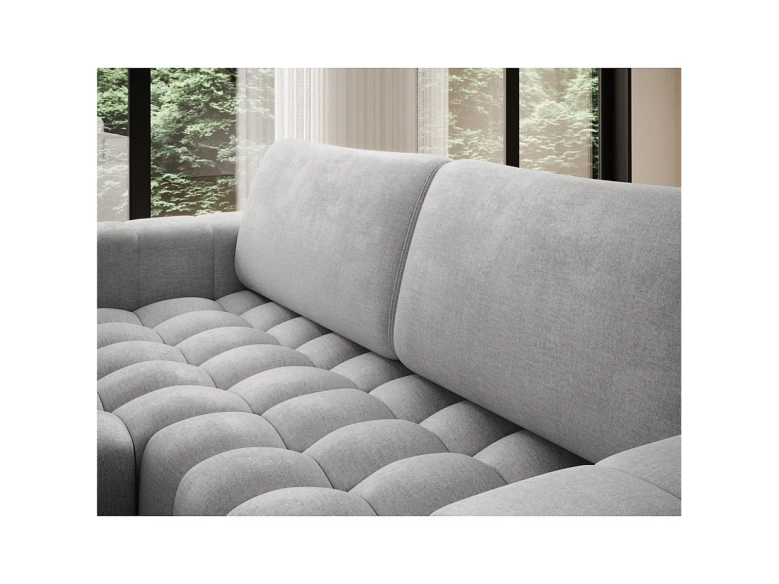 Canapé d'angle convertible DORY gris 250 cm avec coffre de rangement angle gauche