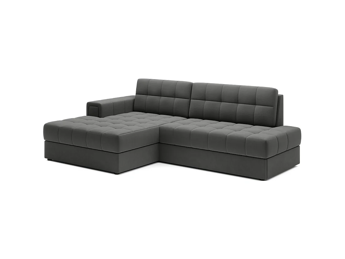 Canapé d'angle convertible CUBITO marron 240 cm avec coffre de rangement et couchage