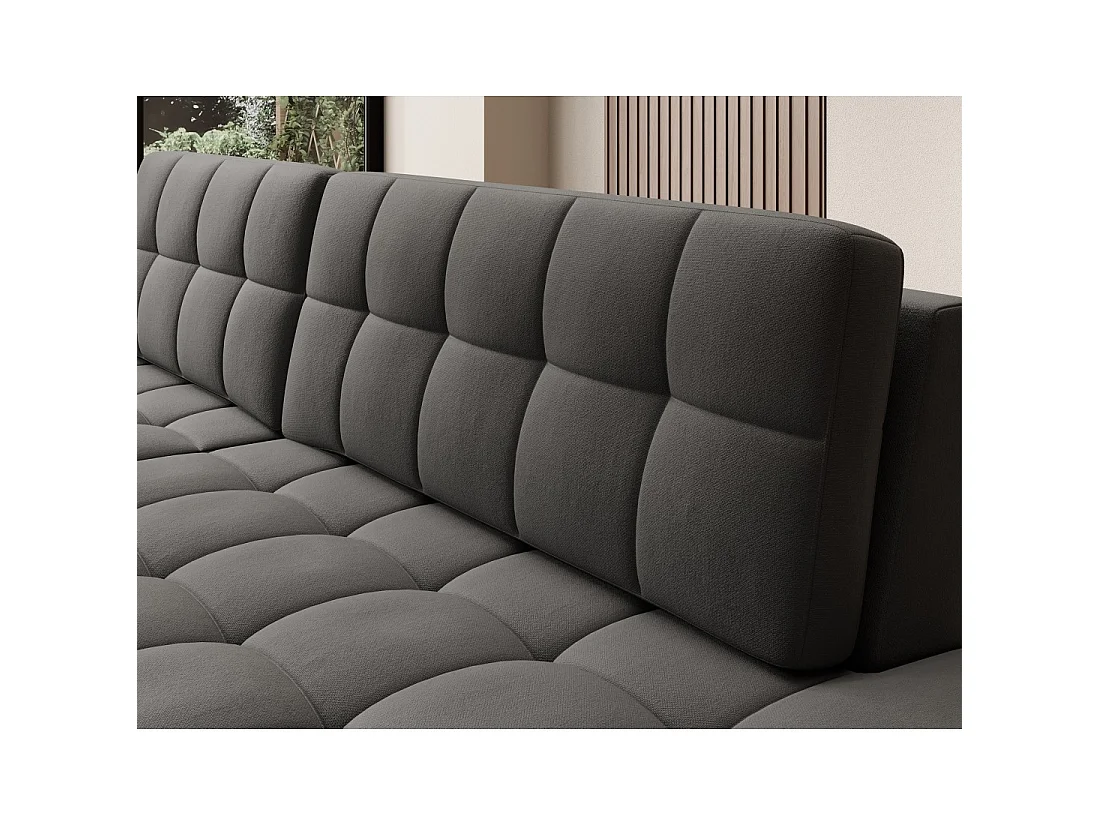 Canapé d'angle convertible CUBITO marron 240 cm avec coffre de rangement et couchage