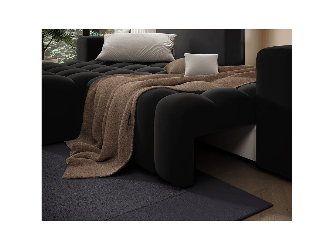 Canapé d'angle convertible DORY noir 250 cm avec coffre de rangement angle gauche
