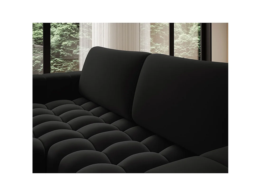 Canapé d'angle convertible DORY noir 250 cm avec coffre de rangement angle gauche