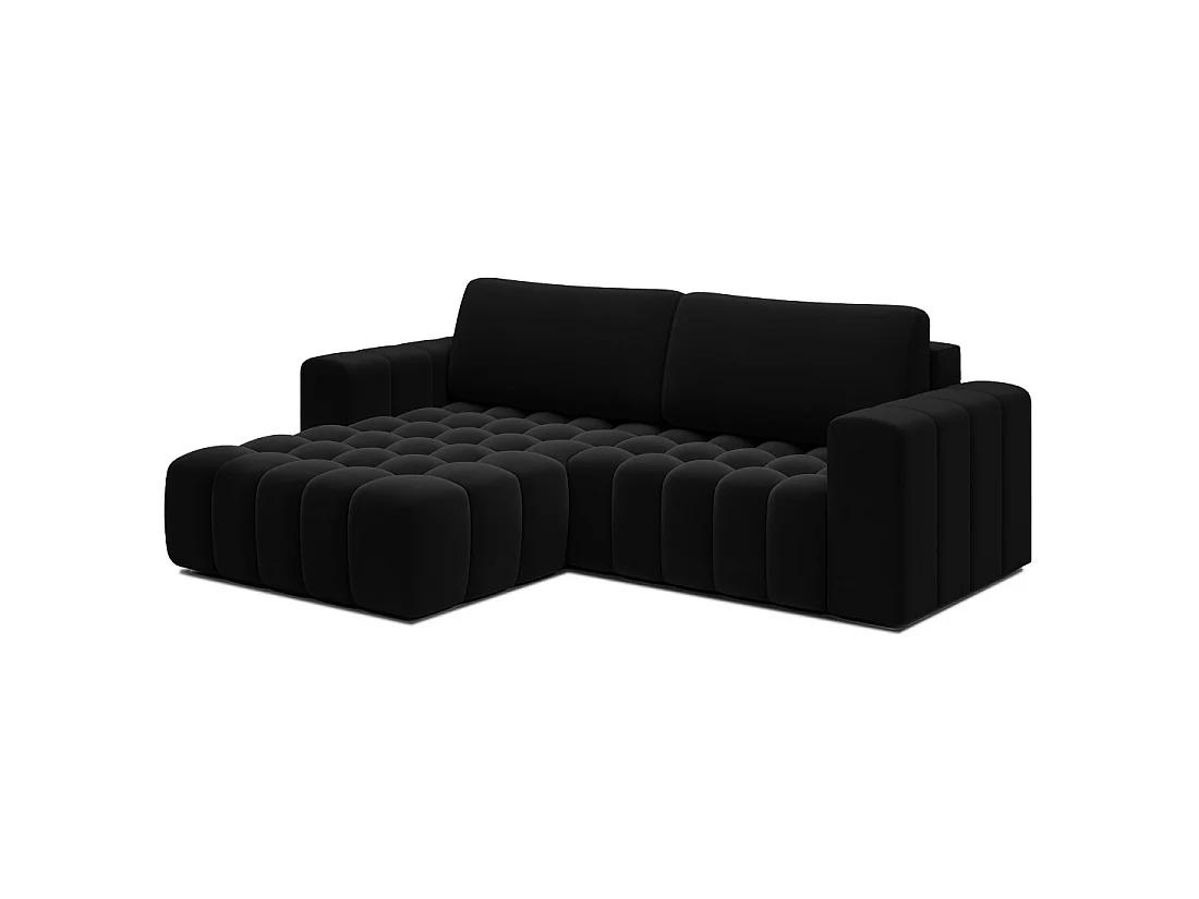 Canapé d'angle convertible DORY noir 250 cm avec coffre de rangement angle gauche