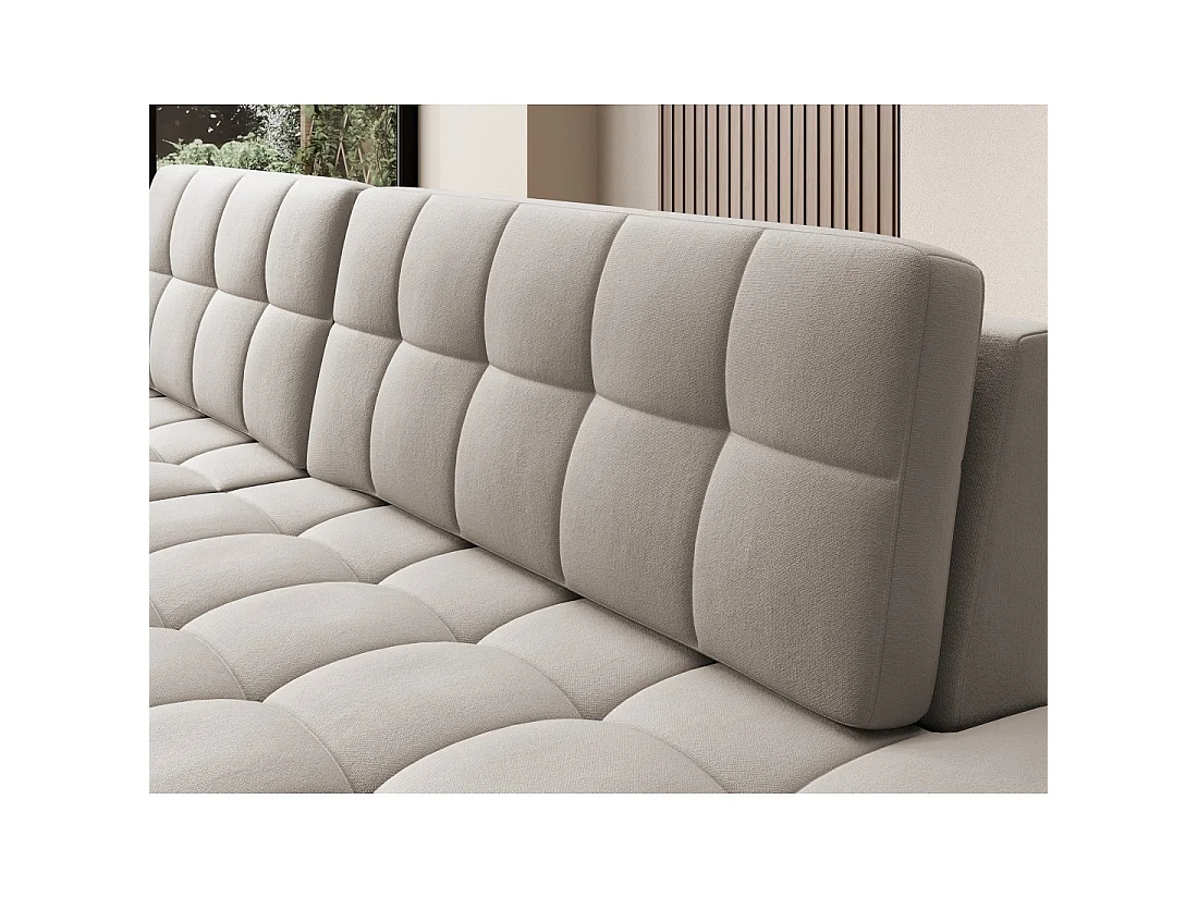 Canapé d'angle convertible CUBITO beige 240 cm avec coffre de rangement et couchage
