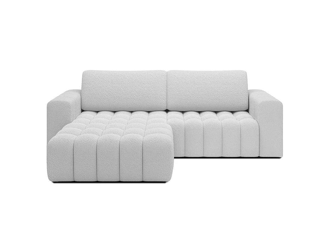 Canapé d'angle convertible DORY blanc 250 cm avec coffre de rangement angle droit