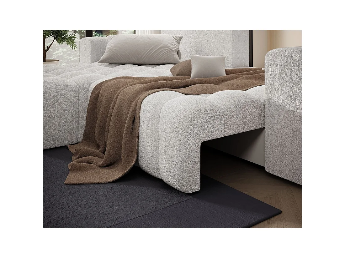 Canapé d'angle convertible DORY blanc 250 cm avec coffre de rangement angle droit